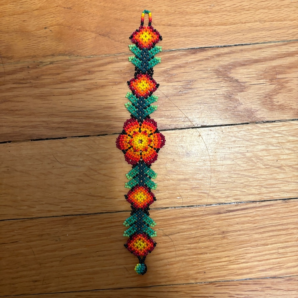 Colorful Beaded Flower Bracelet